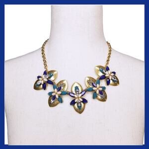 Colorful Statement Sapphire Blue Crystal & Gold J.Crew necklace